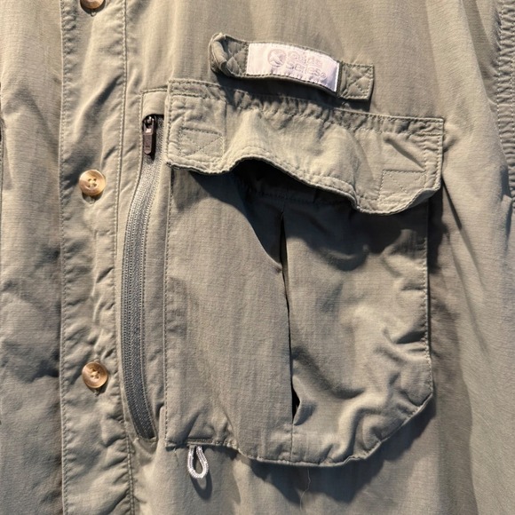 Mens Olive Green Short Sleeve Button Down Shirt Fishing Camping Outdoors - Picture 2 of 4